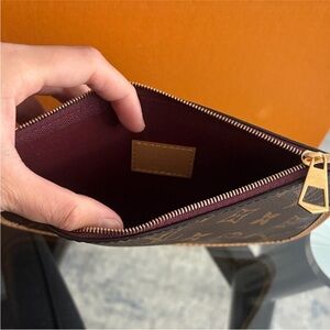 Brown Monogram Pouch with Burgundy Lining